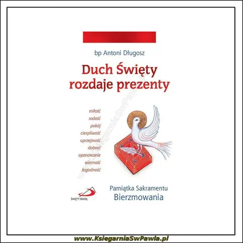 DUCH ŚW. ROZDAJE PREZENTY-BIAŁY, GOŁĘBICA Z KSIĘGĄ