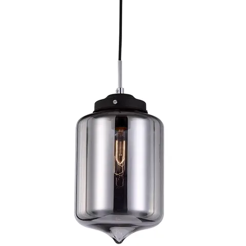 Lampa wisząca szklany klosz cylindryczny stylizowany z czarnymi elementami Italux MDM2095/1 A Tube 1xE27