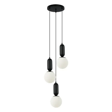 Lampa wisząca ALDEVA szklane kule czarna PND-02340-3S-BK Italux