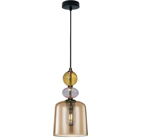 Lampa wisząca sufitowa Tropea LP-2004/1P S AM Light Prestige 1x E27 Szkło/Metal Bursztynowy/Brudny róż Jasny róż