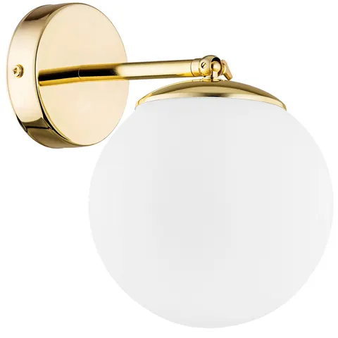Lampa ścienna Kinkiet Satelite Plus 4744 Argon 1xE27 15W Szkło/ Stal Mosiądzowana, Opal Mat/ Mosiądz