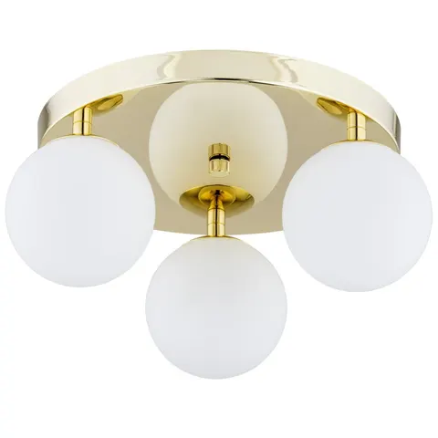 Lampa sufitowa plafon złota podstawa i białe szklane kule Argon 1413 Flavio 3xE14