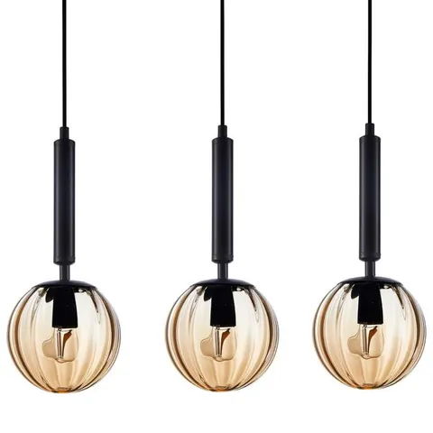 Italux lampa wisząca mosiądz dymione kule Raven PND-2324-3L BK+AMB