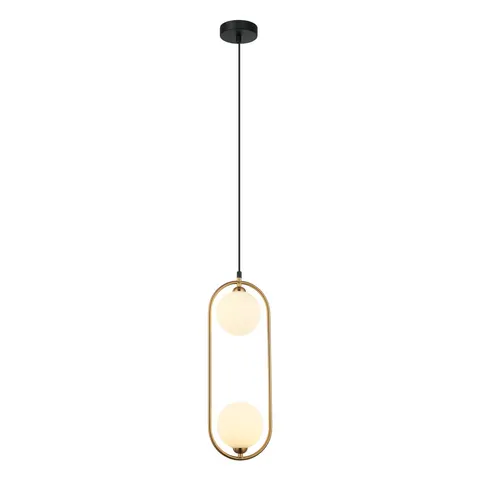 Lampa sufitowa LUPUS 2xG9 mosiądz białe kule podwójna Italux PND-3965-2-BRO