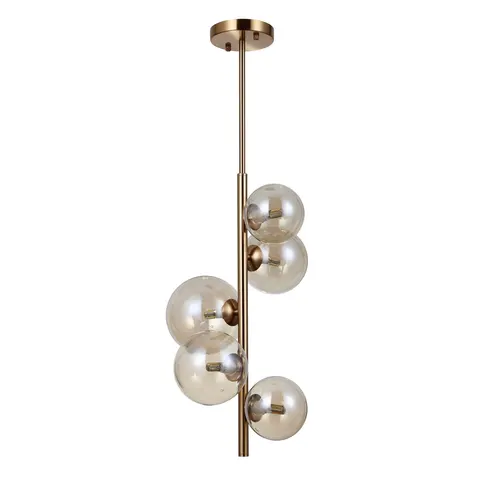 Lampa sufitowa CANELLO 5xG9 mosiądz miodowy Kule dymione Italux PND-406007-V5-HBR