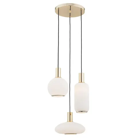 Lampa wisząca trzy szklane klosze Argon 1489 Sagunto 3xE27 mosiądz