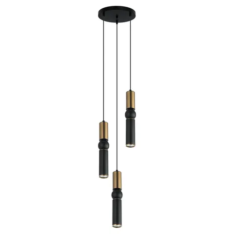 Lampa wisząca ISIDORA 3 złota, czarna