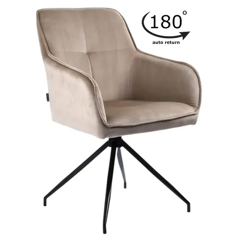 Krzesło tapicerowane obrotowe z podłokietnikami ASTER velvet beżowe G-104