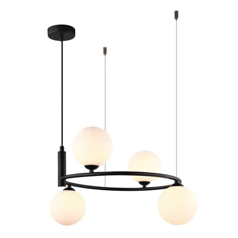 Lampa sufitowa AMILY 4xG9 czarna Italux Kule białe MDM-3974/4 BK