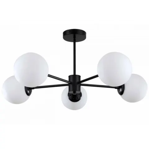 Szeroka czarna lampa sufitowa z białymi kulami Light Prestige LP-1345/5P BK Roma 5xE14 78cm