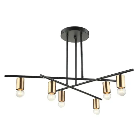 Lampa sufitowa NORMANI czarna brąz 6xE27 Italux MDM3658/6 BK+BRO