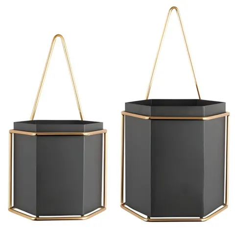 Zestaw metalowych osłon HEXAGON czarny, stelaż złoty