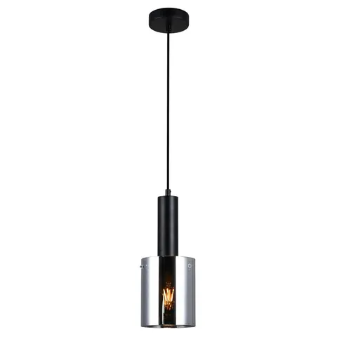 Lampa wisząca SARDO czarna, szkło dymione