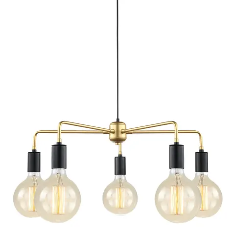 Lampa wisząca czarno złota na metalowym stelażu na pięć żarówek dekoracyjnych Italux MDM3386/5 BK+GD Malene 5xE27 60cm
