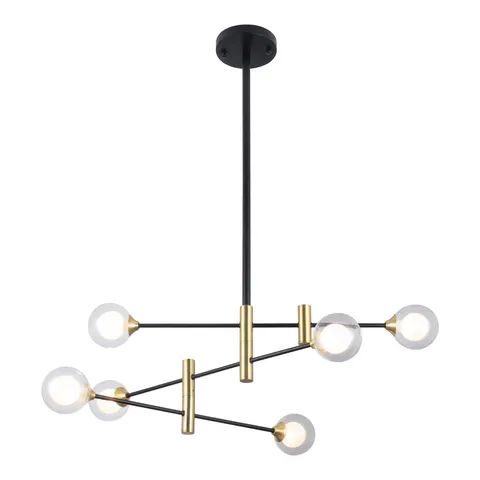 Lampa sufitowa MARINO Italux 6xG9 czarna mosiądz PND-9148-6