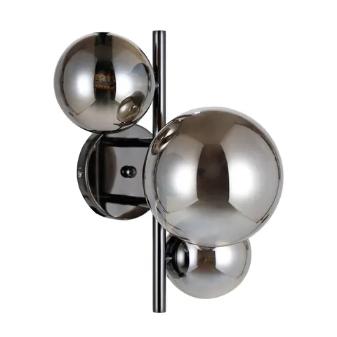 Kinkiet CANELLO 3xG9 czarny chrom dymione kule Italux WL-406007-3A-BCR