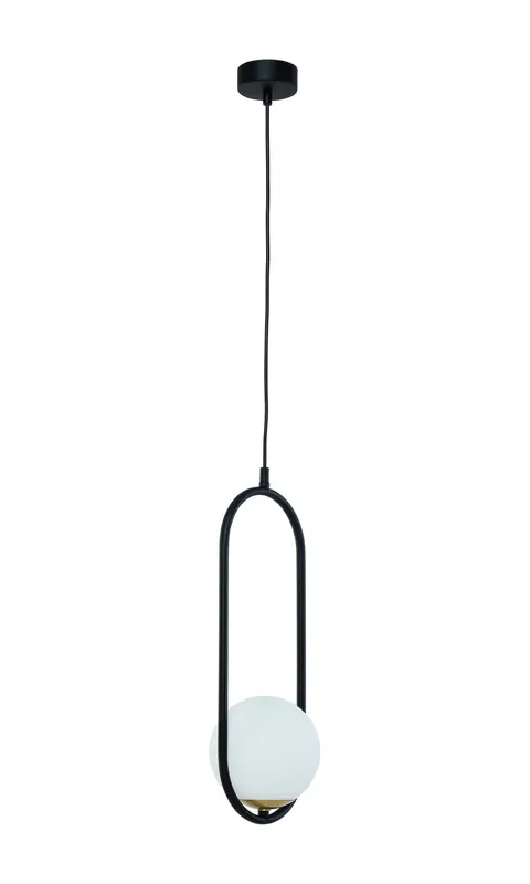 Lampa Wisząca z szklanym kloszem kulą Jupiter 1726 Igon IG 1 cz E14 60cm x 16cm czarny biały