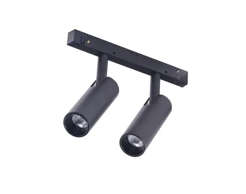 Czarny podwójny reflektor tubka 3,5cm na szynoprzewód magnetyczny Alfa Azzardo AZ4584 Nikki LED 2x7W 3000K 2x550LM 30stopni