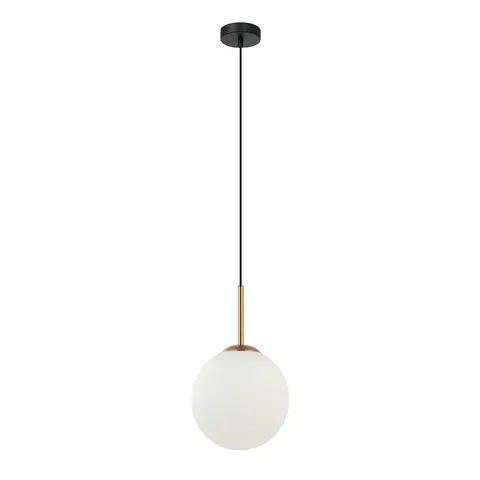 Lampa sufitowa DEORE 1xE27 brązowa kula biała 20cm Italux PND-5578-1S-BRO-BK