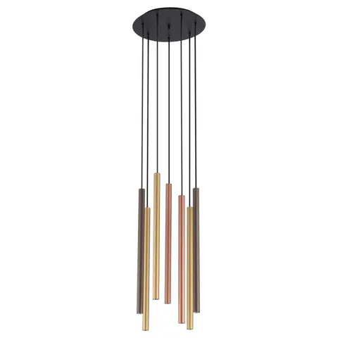Lampa wisząca wielokolorowe walce nad blat lub wyspę okrągła rozeta Nowodvorski 10704 Laser VII 7xG9