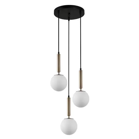 Lampa sufitowa RAVENA mosiądz 3xE27 białe kule Italux PND-2324-3A GD+OPAL