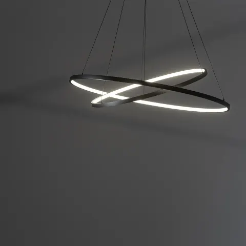 Czarna lampa wisząca dwie poziome obręcze 60cm i 45cm Nowodvorski 10814 Circolo LED 35W 3000K