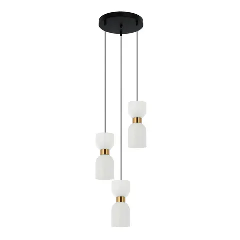 Lampa sufitowa MONZA 3xE27 mosiądz biały klosz Italux PND-57602-3-BK+BRO