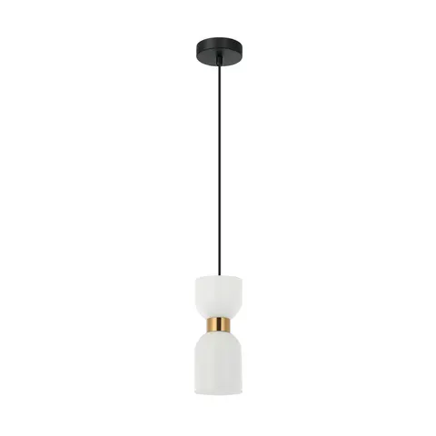 Lampa sufitowa MONZA 1xE27 mosiądz biały klosz Italux PND-57602-1-BRO