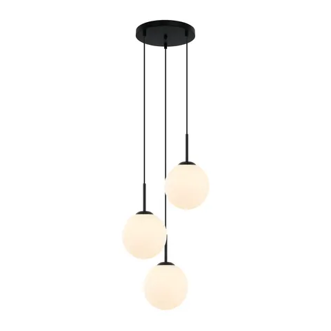 Lampa sufitowa DEORE 3xE27 czarna kule białe Italux PND-5578-3S-BK