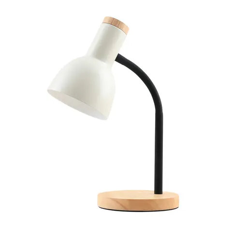 Lampka biurkowa SENZA biała 1xE27 drewno stojąca Italux TB-37263-BG