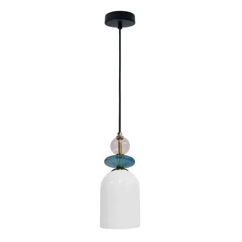 Lampa wisząca Tropea 1xE27 biała, kolorowe klosze średnia LP-2004/1P M WH