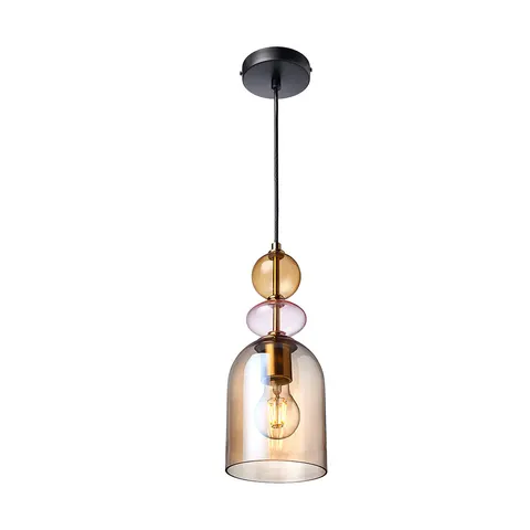 Lampa wisząca z bursztynowym szklanym kloszem TROPEA LP-2004/1P M AM Light Prestige