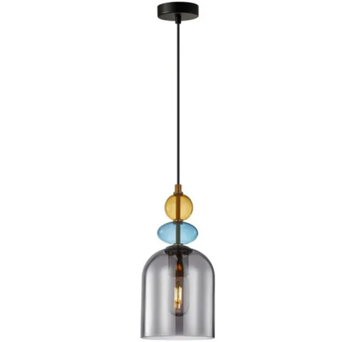 Lampa wisząca sufitowa Tropea LP-2004/1P M SM Light Prestige 1x E27 Szkło/Metal Dymny/Bursztyn Turkus