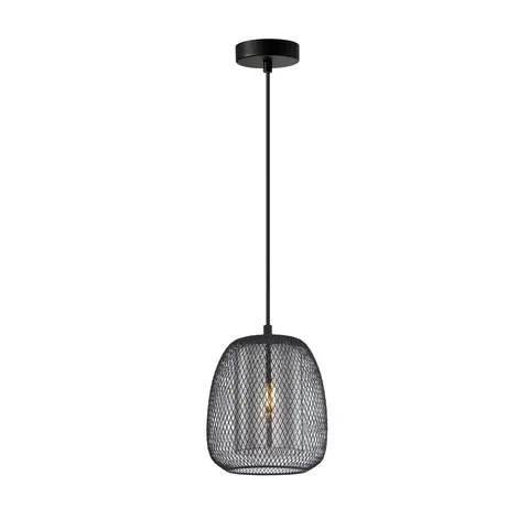Lampa sufitowa AMIRIA 1xE27 czarna siateczka wisząca Italux PND-28612-BK-SG