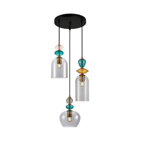 Lampa sufitowa BUSCO 3xE27 złota dymione klosze Italux PND-30263-3A-BRO-SG