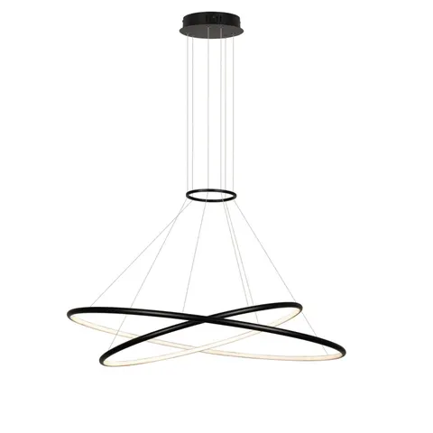Lampa wisząca HALIFAX dwa czarne ringi LED z regulacją barwy światła LP-940/2P BK CCT Light Prestige