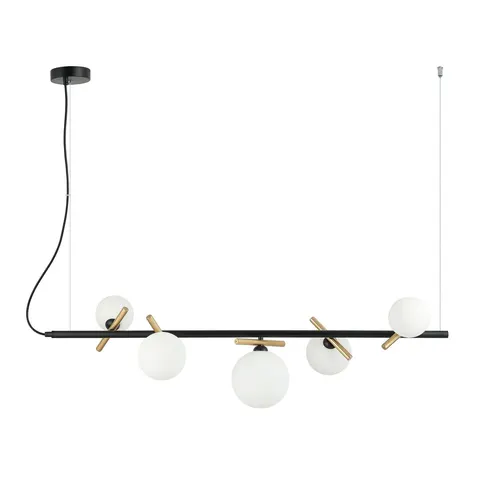 Lampa sufitowa REVERSO 5xG9 czarna mosiądz kule Italux PND-5622-5-BK-W