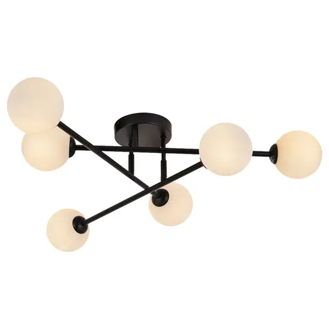 Czarna szeroka lampa sufitowa z białymi kulami Light Prestige LP-002/6C BK Dorado 6xG9 65cm