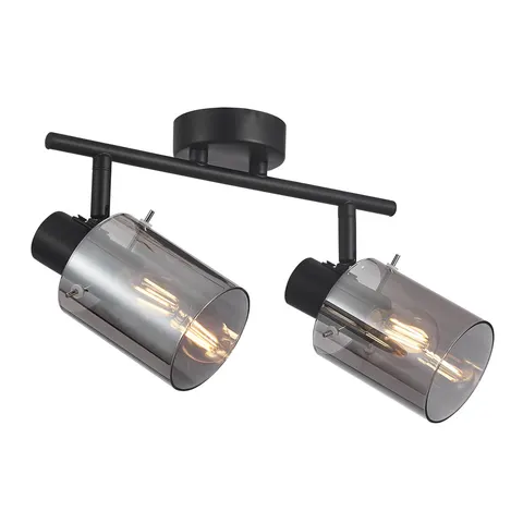 Lampa sufitowa SARDO czarna dymione klosze 2xE14 Italux plafon SPL-5581-2-BK-SG