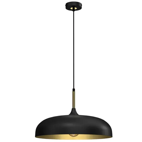 Lampa wisząca LINCOLN czarna złota regulowana kuchenna 1xE27 35cm Milagro MLP8030