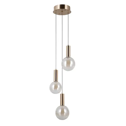 Lampa sufitowa STRELA 3x5W LED złota klosze bursztynowe Kula Kaskada 1188Lm 3000K Italux PND-34378-3S-HBR