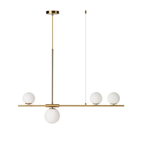 Złota lampa wisząca z czterema szklanymi kloszami Azzardo AZ4419 Santander 4xG9