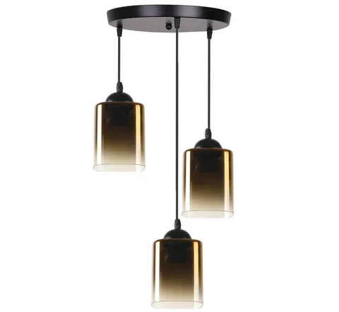 Lampa wisząca na kole SERENA 3 czarna, złote klosze
