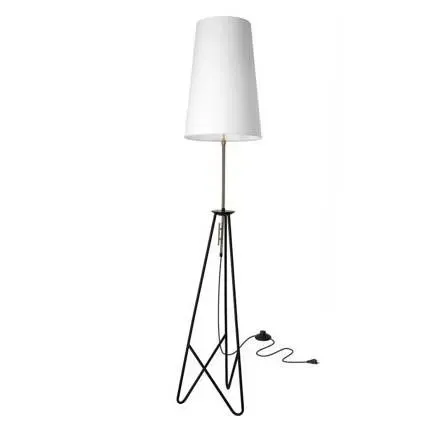 Lampa podłogowa TAFLO biały abażur, stelaż czarny, złoty
