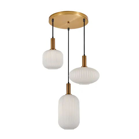 Lampa sufitowa DELLA 3xE27 złota biały klosz Italux PND-31982-3-GD