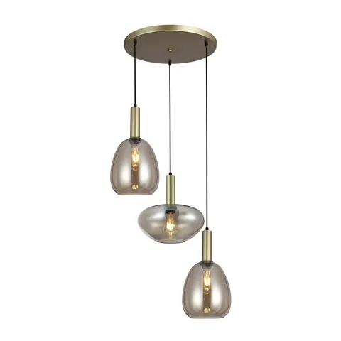 Lampa sufitowa GATER 3xE27 złota szampańskie klosze Kaskada Italux PND-23541-3-GD-CH