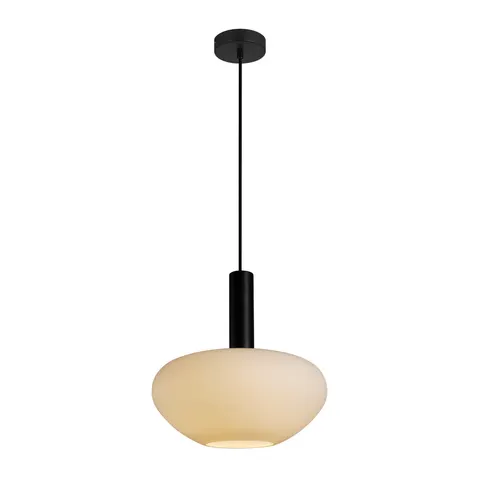 Lampa sufitowa GATER 1xE27 czarna biały klosz Fi28cm Italux PND-23541A-1-BK-OP