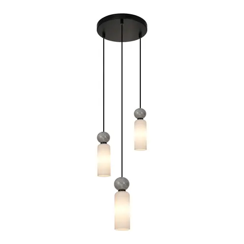 Żyrandol SANTOS 3xG9 czarny białe klosze Italux PND-95331-3-BK