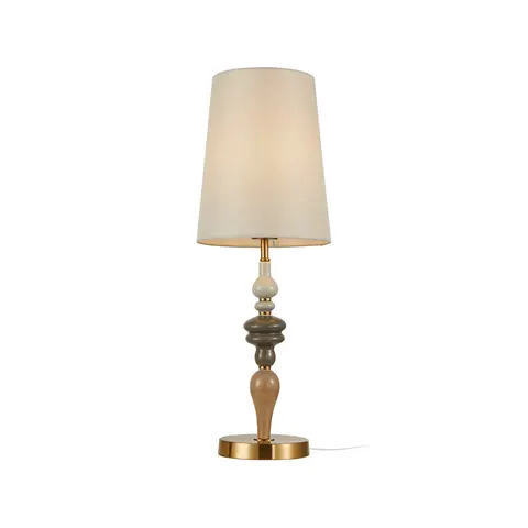 Lampka stołowa MOREN 1xE27 brąz antyczny abażur morelowy Italux TB-84678A-AB