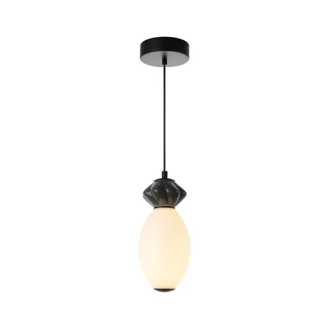 Lampa sufitowa BALOS 7W LED czarna biała kula opal ceramika Italux PND-94921-1B-BK